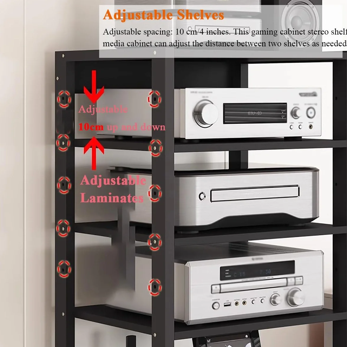 3-poziomowy stojak HiFi na audio i wideo, narożny stojak na multimedia, odbiornik stereo, jednostka do przechowywania do domowego biura, kina, salonu, sprzętu do gier i odtwarzacza CD