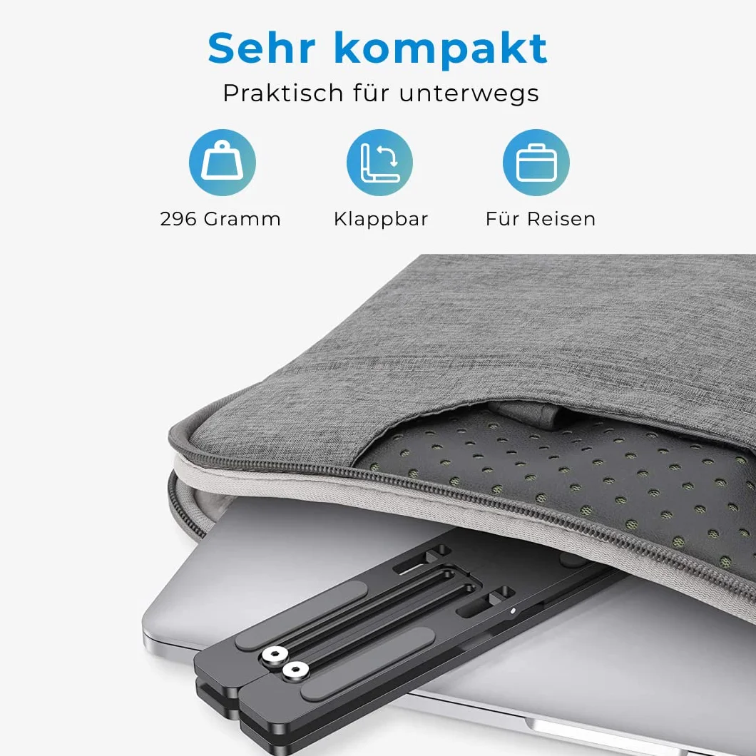 VOOMY Stojak na laptopa, 6-poziomowy stojak na laptopa z regulacją wysokości, składany stojak na laptopa, kompatybilny z MacBook, HP, Lenovo, wszystkimi laptopami i tabletami 9-16 '', Czarny