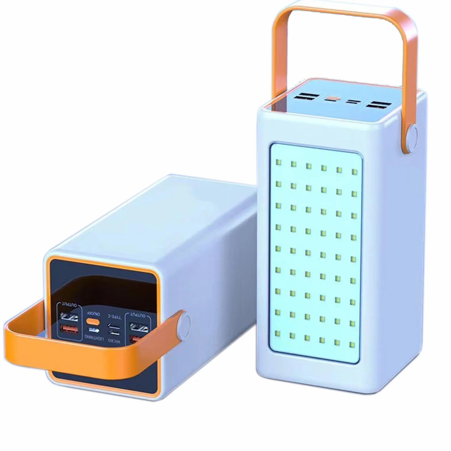 Powerbank Powerbank 50000 mAh Szybkie ładowanie z wbudowanym kablem Duża pojemność Lampa kempingowa na zewnątrz Mobilny zasilacz, biały-50000 mAh