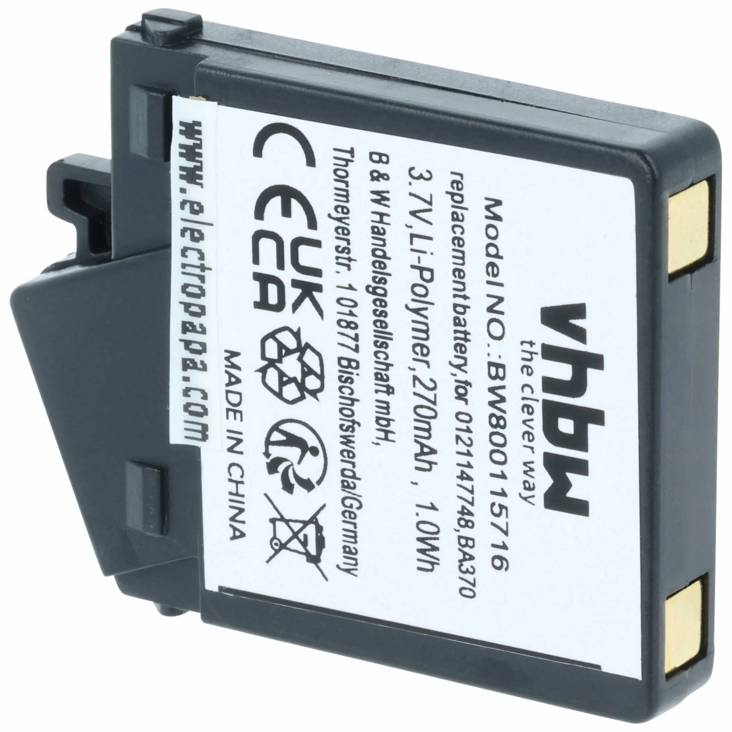 vhbw 2x Bateria Zastępuje Sennheiser BA370 BA 370 PX do Słuchawek Bezprzewodowych 270 mAh 3,7 V Li-Pol