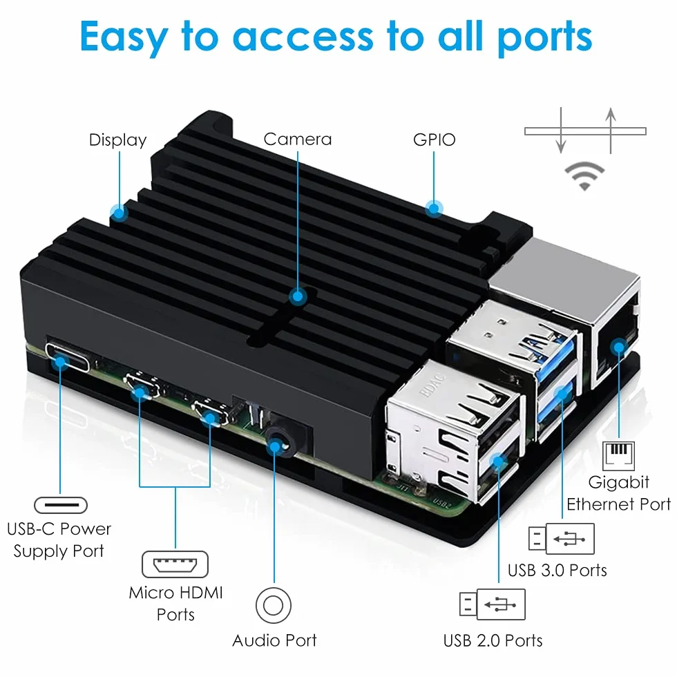 GeeekPi Raspberry Pi 4 etui, Armor obudowa z pasywnym chłodzeniem, CNC aluminiowa obudowa z rozpraszaniem ciepła i taśma termiczna do Raspberry Pi 4B (szary)