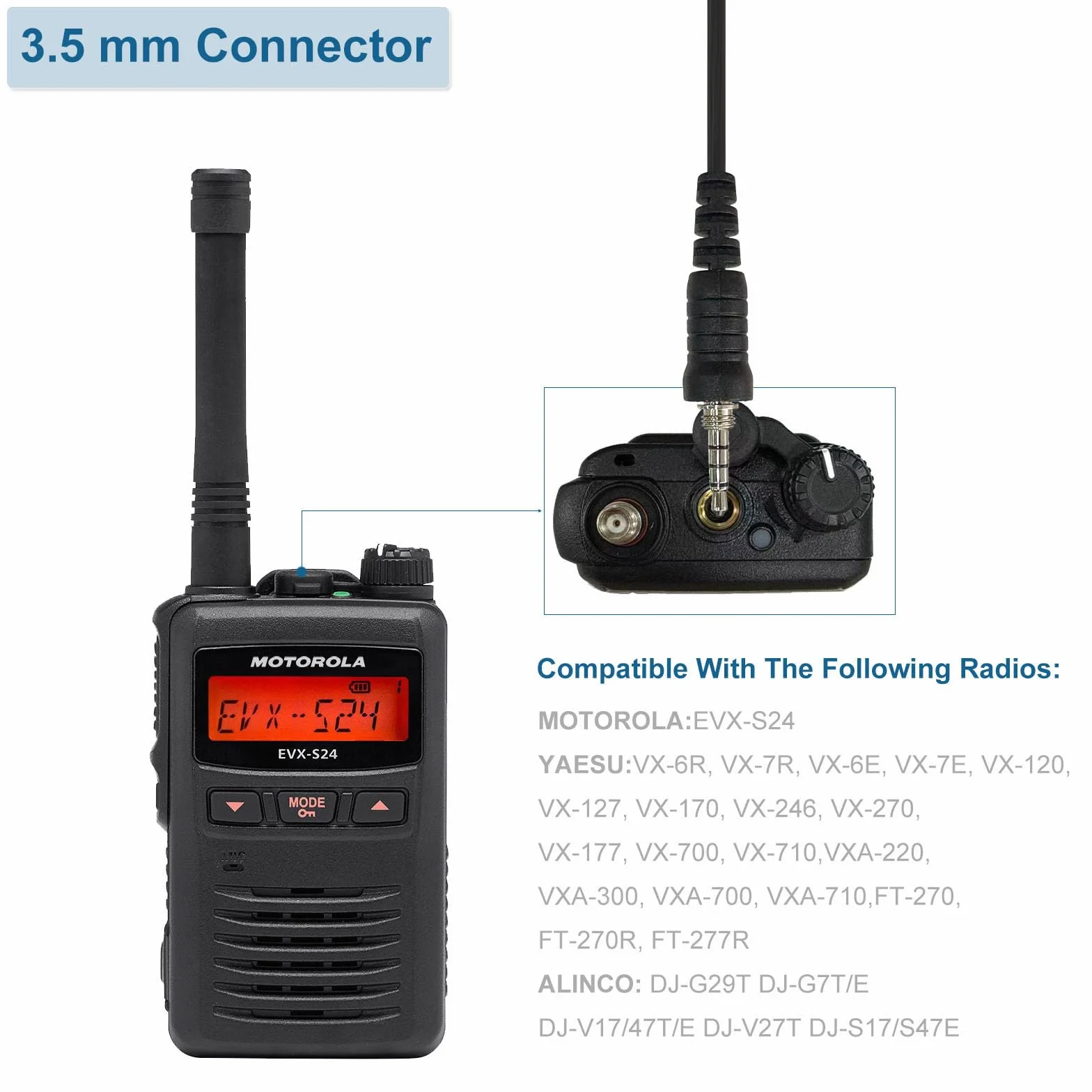 Air Tube zestaw słuchawkowy do nadzoru słuchawki PTT Mic do Motorola EVX-S24 Yaese VX-6R FT-270R Icom IC-4300L IC-M25 Standard Horizon HX320 HX210 HX40 HX890 dwukierunkowe radio