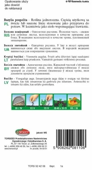 Ocimum basilicum nasiona bazylii – uniwersalna przyprawa kuchenna, do zastosowań medycznych, idealna na balkon, wysiew od marca do maja, prosta uprawa (0,5 g)