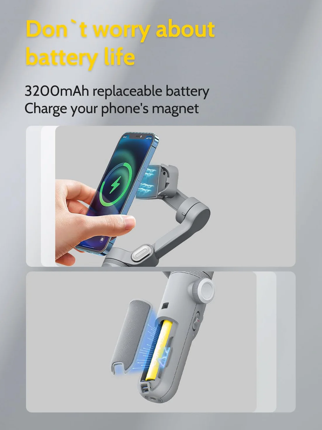 Stabilizator gimbala do smartfona, zestaw magnetycznych świateł uzupełniających RGB, wyświetlacz OLED, koło ostrości światła, profesjonalny 3-osiowy stabilizator do Androida i iPhone'a, zestaw AOCHUAN