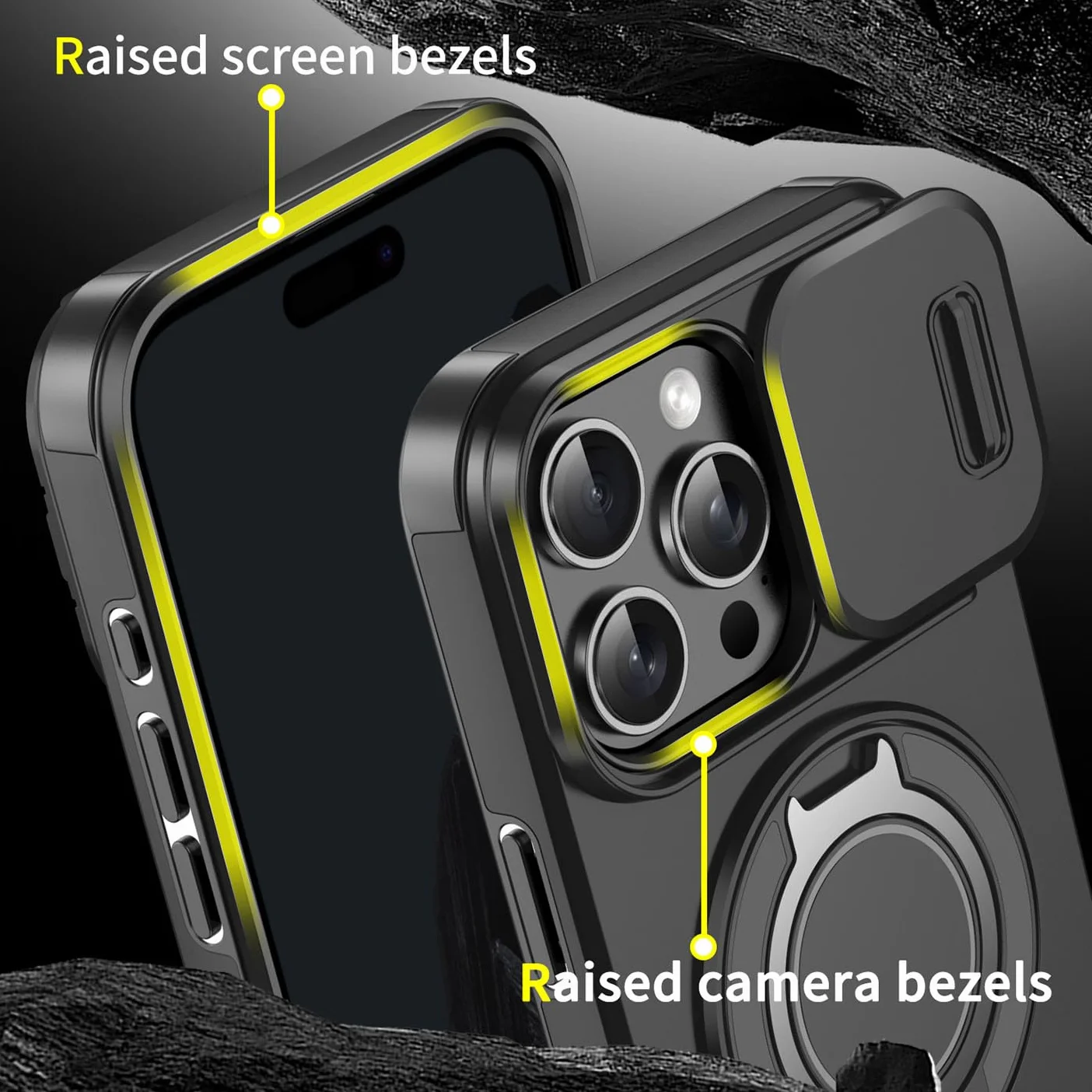 BORYA Etui dla Realme 16 Pro 5G, Odporny na wstrząsy PC+TPU Silikonowa obudowa, Anti-fall klasy wojskowej obudowa. Etui z obrotem 360° Stoisko i Pokrywą Aparatu, Czarny