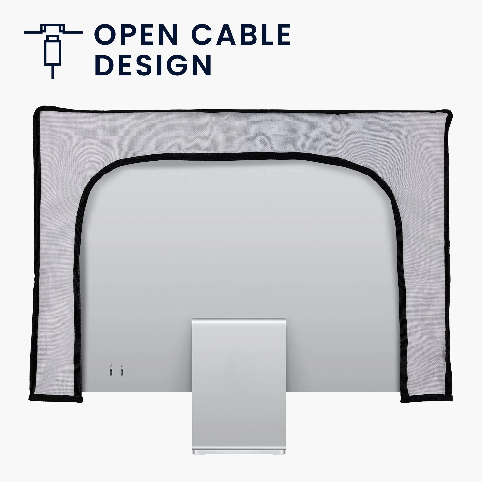 kwmobile Osłona przeciwpyłowa do monitora 50.8-55.9 cm - lniana osłona monitora z wzorem - liście i wzór czarny/brązowy/biały