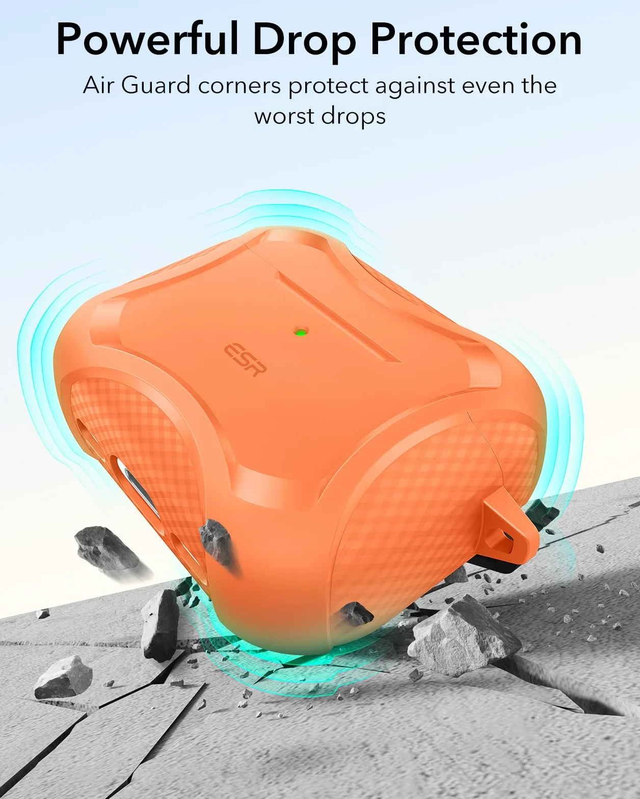 ESR Etui do AirPods Pro 3 (2025), kompatybilne z Airpods Pro 3 (kabel USB-C), magnetyczna pokrywka, gotowe do MagSafe, potężna ochrona przed upadkiem, seria Cyber, pomarańczowe