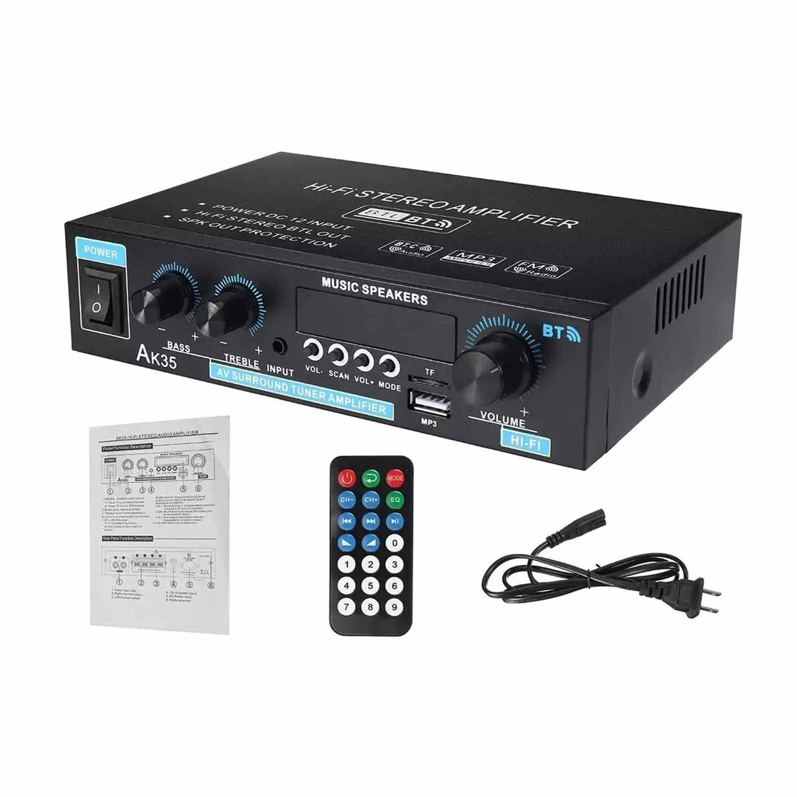 40. 0W + 400W. Wzmacniacz cyfrowy MINI 2.0 Kanałowy Odbiornik Bluetooth 5.0 Usb. Odtwarzacz muzyki Stereo Home/Car/Marine Audio Amp