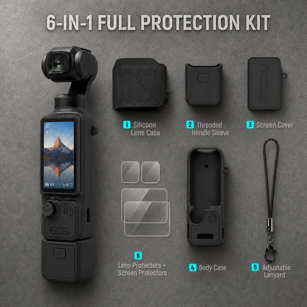 Silikonowe etui ochronne do DJI Osmo Pocket 4, 2 sztuki, miękkie silikonowe etui, odporne na uderzenia, antypoślizgowe i odporne na zarysowania, kompleksowa ochrona ekranu i soczewki
