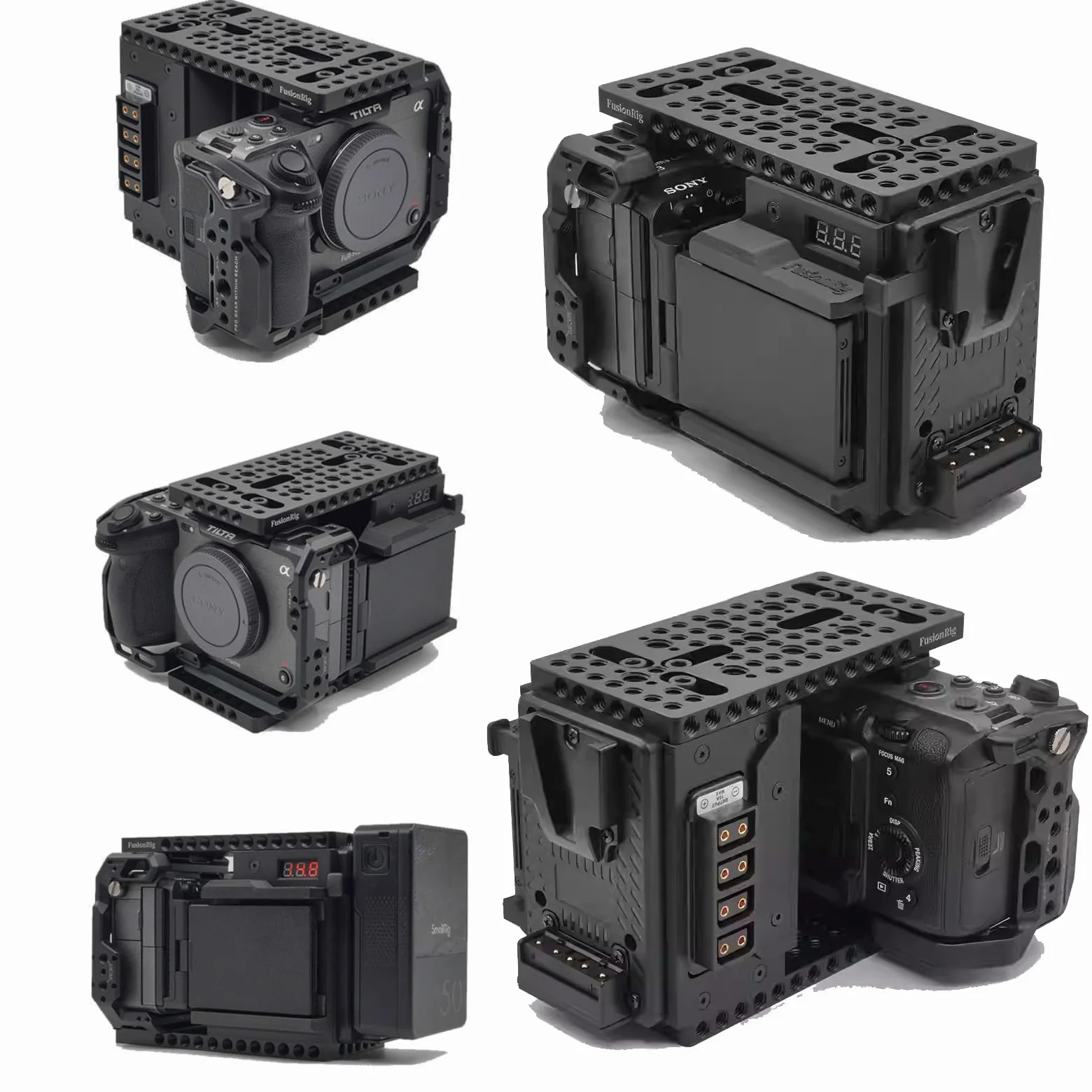 Fusion Rig Cineback moduł rozszerzający do aparatu z płytą montażową V, rozdzielacz D-Tap, pamięć ekranu Anti-Shock do Sony FX3/FX30