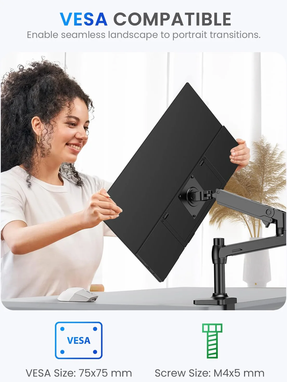UPERFECT 54,6 cm (21,5") 120Hz QLED Monitor z ekranem dotykowym przenośny, 125% SRGB 2000:1 Wyświetlacz matowy 1080P z regulowanym uchwytem 180° USB C HDMI dla laptopa/konsoli do gier/smartfona/PC