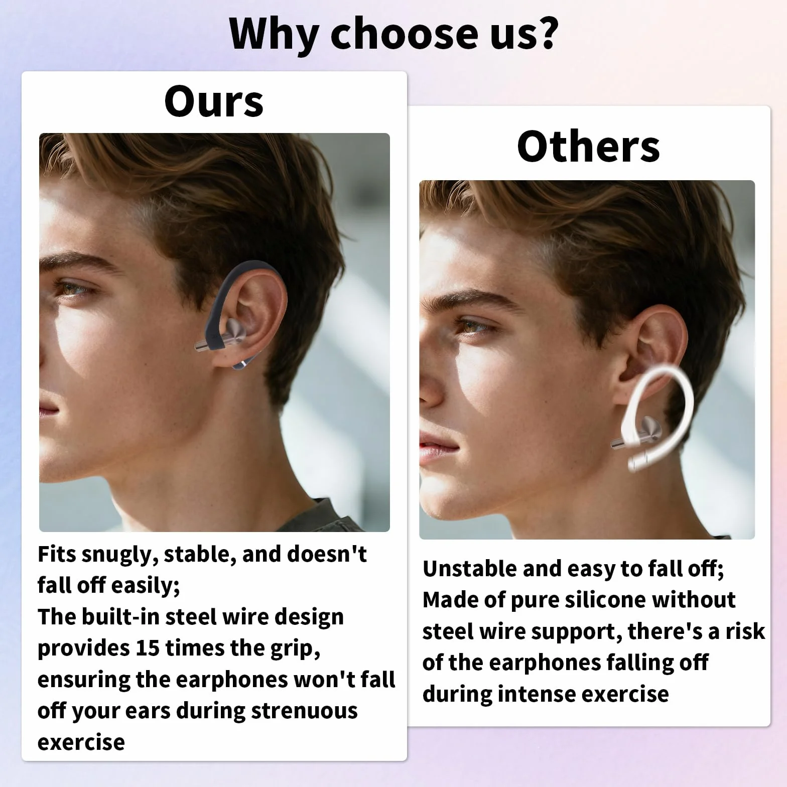 Zaczepy na Uszy Kompatybilne z Samsung Galaxy Buds 3 Pro i Galaxy Buds 3, Antypoślizgowe Zaczepy na Uszy do Słuchawek Dousznych ze Smyczą do Akcesoriów Sportowych i Fitness