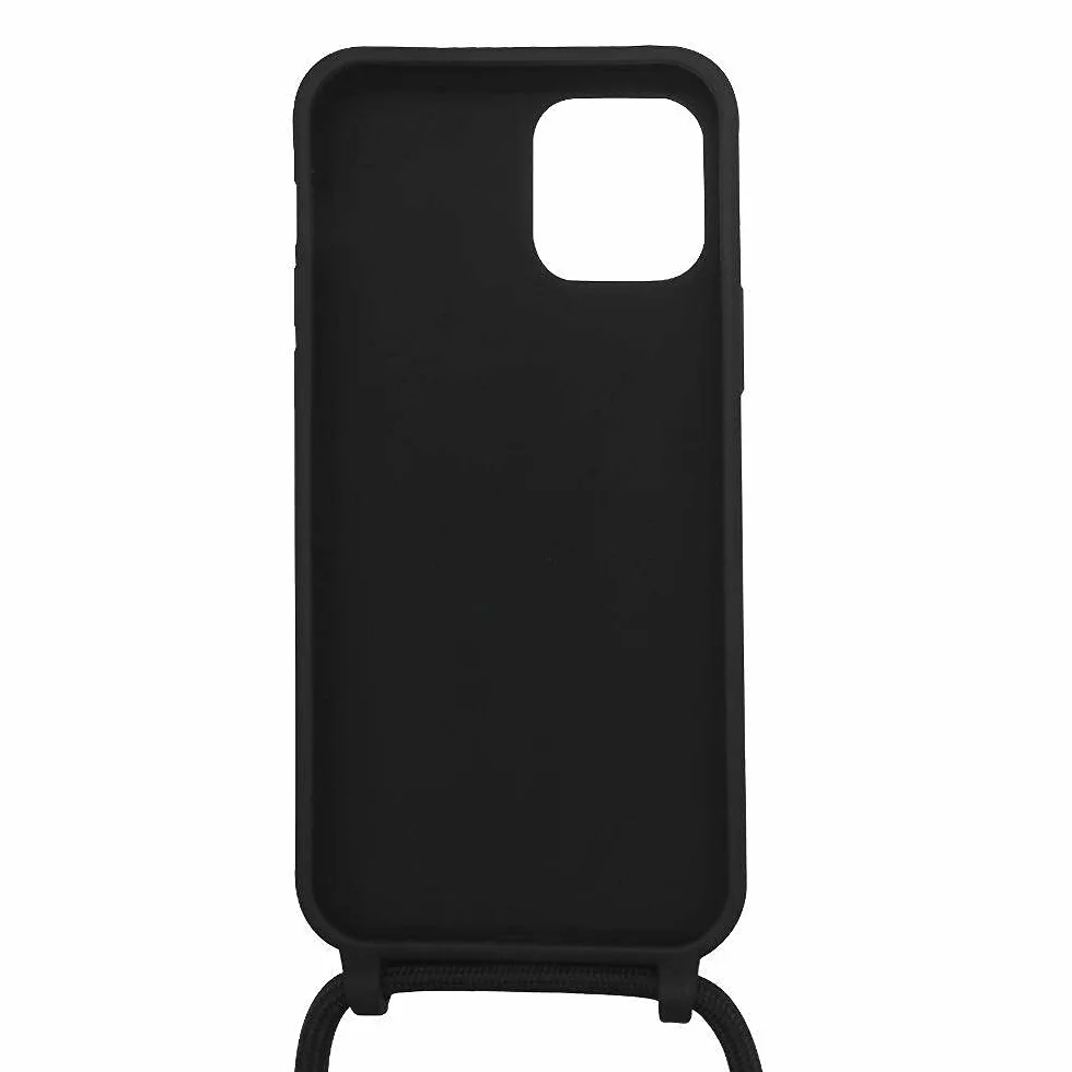 Etui na telefon komórkowy, kompatybilne z iPhone’em 11, bumper, silikonowe etui ochronne z tworzywa TPU, ze sznurkiem na szyję, do iPhone’a 11, czarne