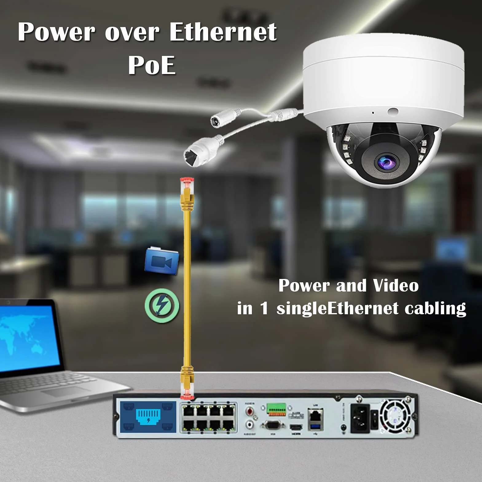 WiTi Kamera IP PoE 5 MP, kamera nadzorująca z mikrofonem audio, szerokokątny obiektyw 2,8 mm, wykrywanie ruchu, masywny metal IP66 (bez PTZ)