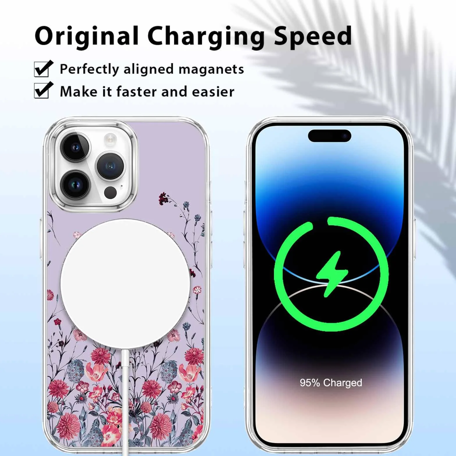 Yoedge Magnetyczne etui ze smyczą do iPhone'a 16 Pro 6,3 cala kompatybilne z MagSafe, etui ze sznurkiem naszyjnik pasek na ramię, przezroczysty TPU silikonowy odporny na wstrząsy futerał z