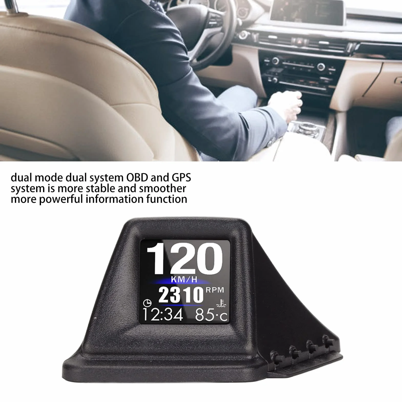 Universal Car HUD, Wyświetlacz OBD2 GPS Head Up, Wielofunkcyjny Prędkościomierz GPS, Alarm Prędkości, Alarm Niskiego Napięcia, Alarm Temperatury Wody, Alarm Obrotów, Wyświetlacz LCD dla Wszystkich Poj
