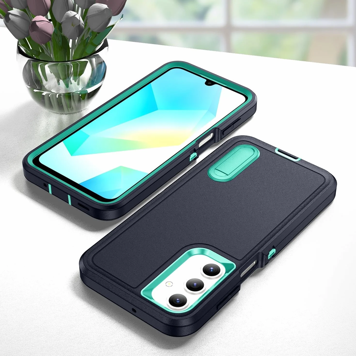Generic etui kompatybilne z Samsung Galaxy A16 5G / 4G (kolor: pomarańczowy) potrójna warstwa pełna obudowa twarda tylna twarda silikonowa obudowa