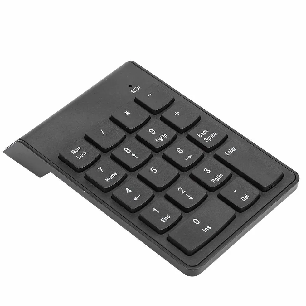 Bezprzewodowa klawiatura numeryczna Mini przenośna klawiatura cyfrowa Numpad USB 2.4GHz 18 kluczowych klawiatur księgowych na PC/Desktop(czarny)