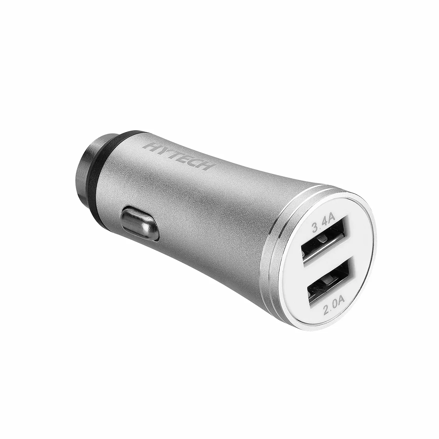 Hytech HY-X62 3,4 A kabel micro USB do szybkiego ładowania 2 USB metalowa ładowarka samochodowa srebrna