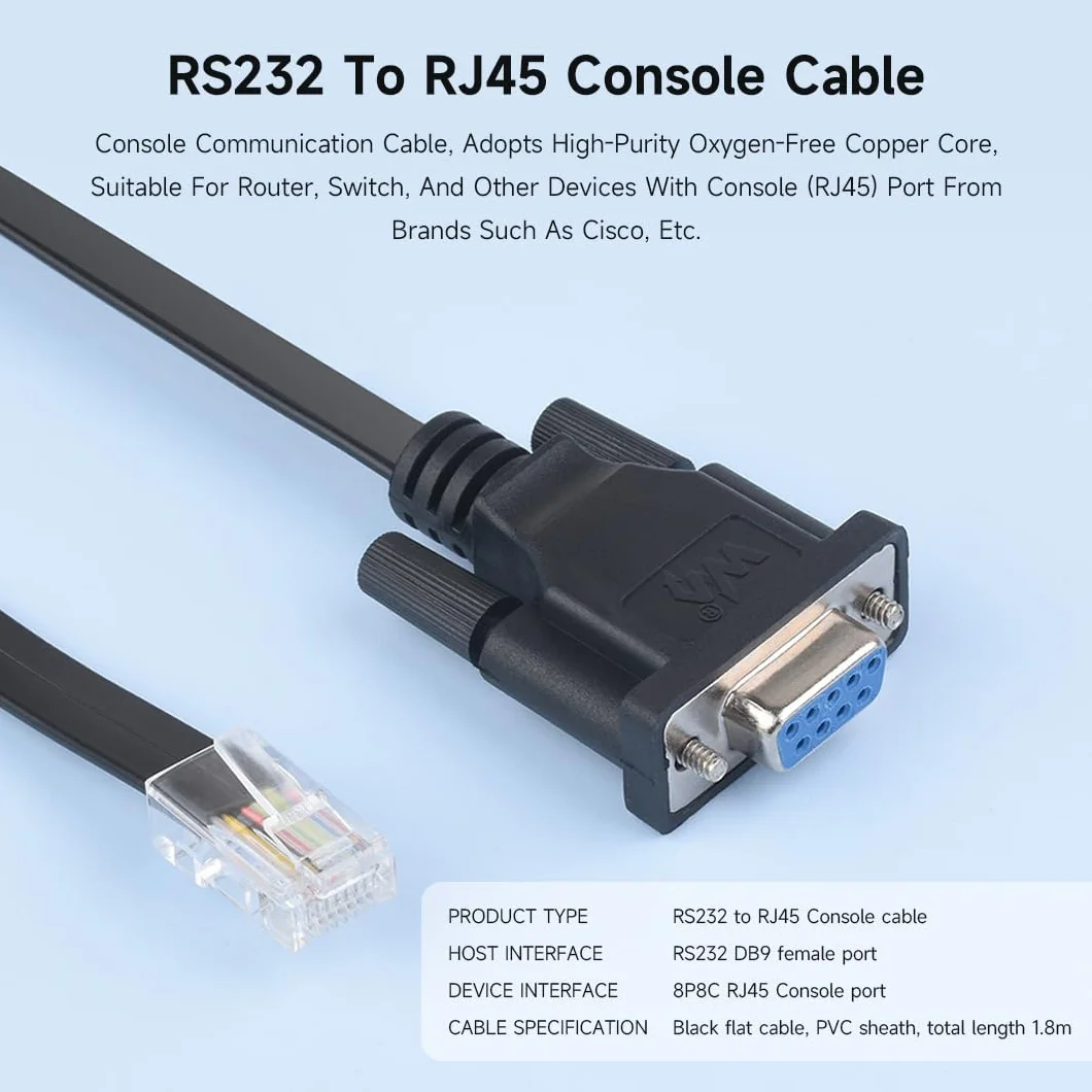 Waveshare RS232 to RJ45 Console Cable 1.8m DB9 Female to RJ45 Male for Switch Router Server Debugging Configuration