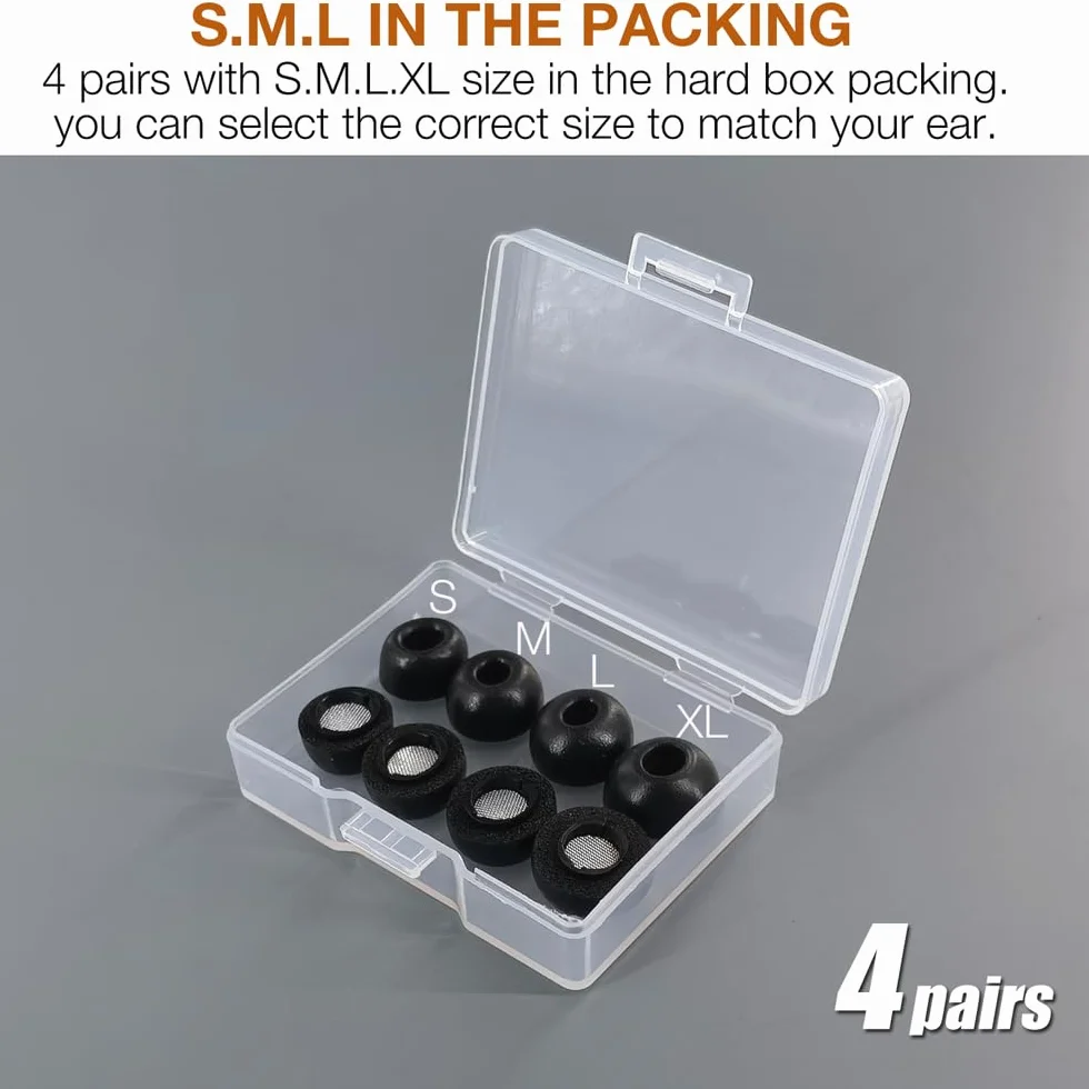8X Zatyczki do uszu z pianki memory zamiennik do słuchawek Samsung Galaxy Buds 3 Pro AI/Samsung Galaxy Buds 4 Pro - S/M/L/XL