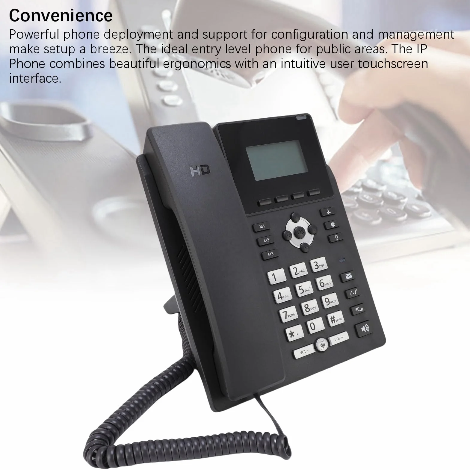 Biznesowy Telefon IP Obsługujący 2 Linie Usługowe w Celu Wygodnego Zarządzania Połączeniami Podwójny Port Gigabit Ethernet Porty USB A, RJ9 i EHS Zapewniające elastyczną łączność