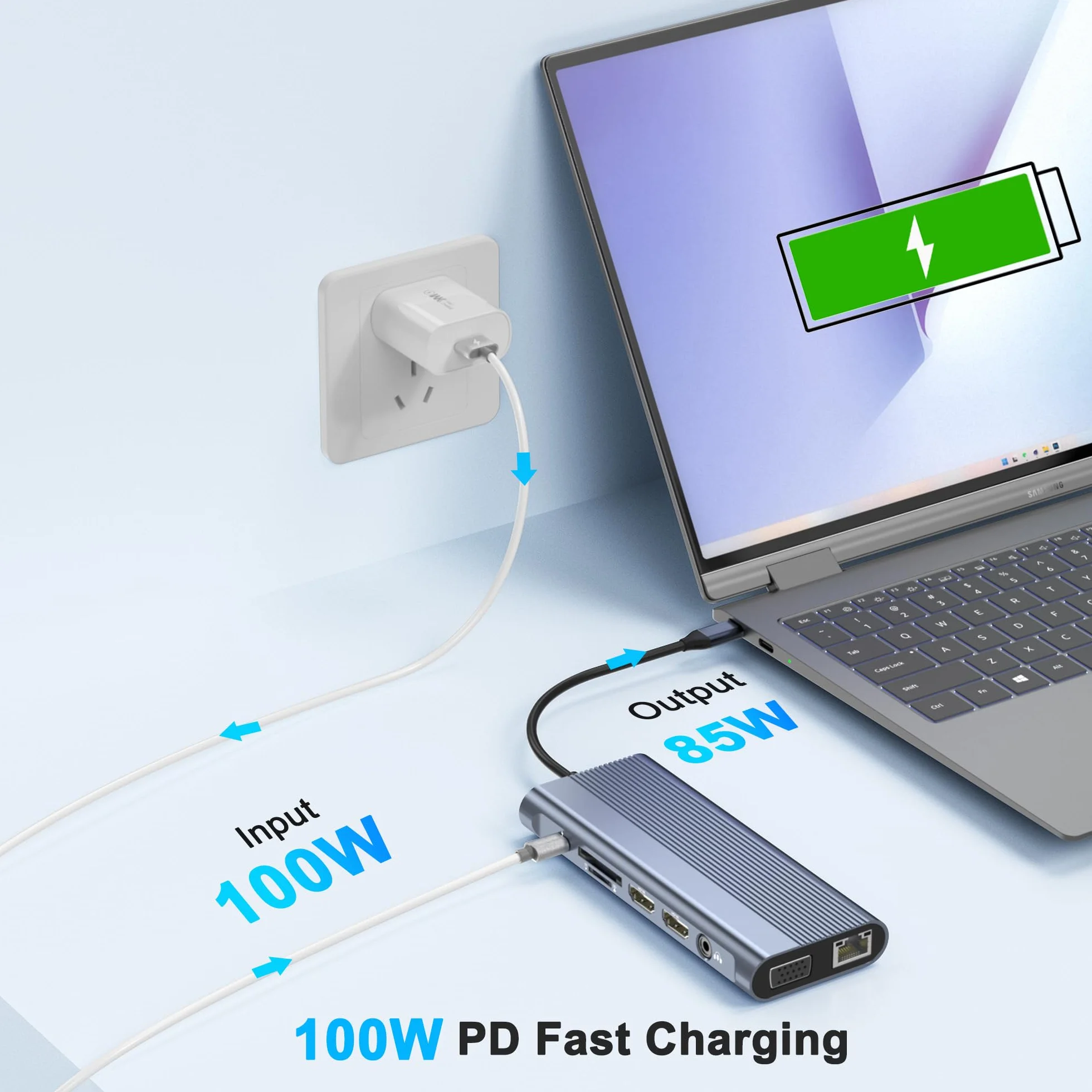 Stacja dokująca USB C, podwójny monitor do laptopa Dell/HP/Lenovo/Mac, podwójny adapter HDMI do 2 monitorów, stacja dokująca do laptopa 14 w 1, podwójny monitor z USB / HDMI / VGA/PD/Ethernet/SD/TF