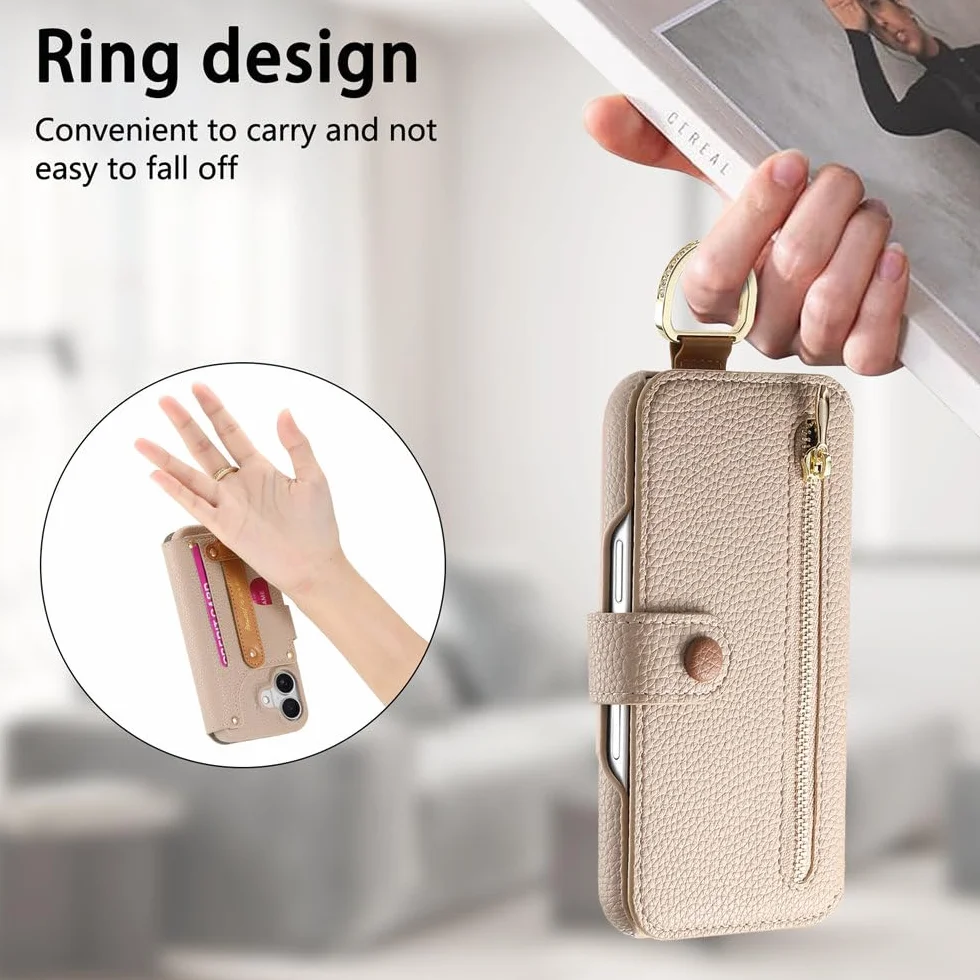 Małe, świeże etui na telefon komórkowy z klapką, odpowiednie do iPhone'a 11 12 13 14 15 16 Pro Max 14 15 16 Plus, opaska na nadgarstek, etui ochronne antypoślizgowe, zielone, do iPhone'a 16 Pro