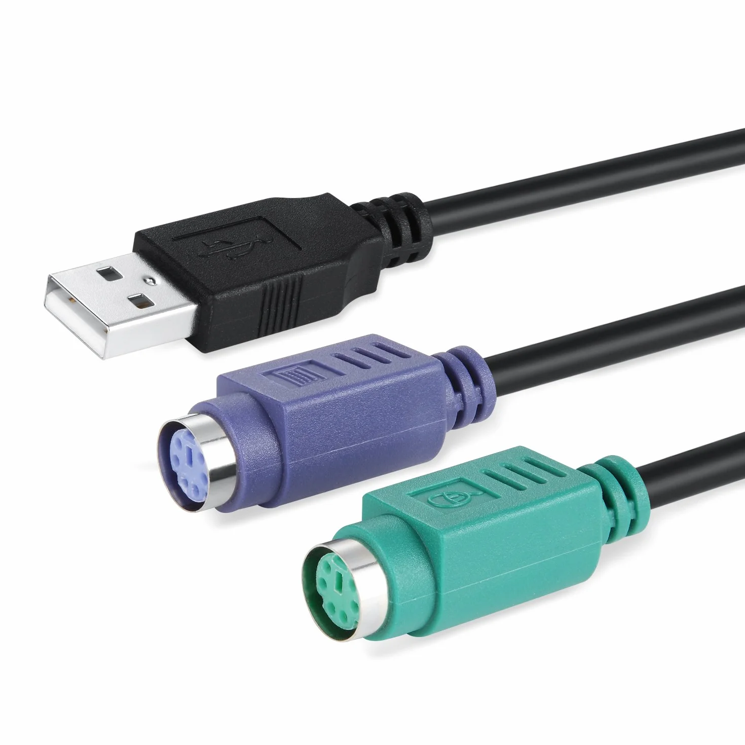 Adapter Perixx PERIPRO-401 PS2 na USB – do klawiatury i myszy z interfejsem PS2, zintegrowany USB-IC