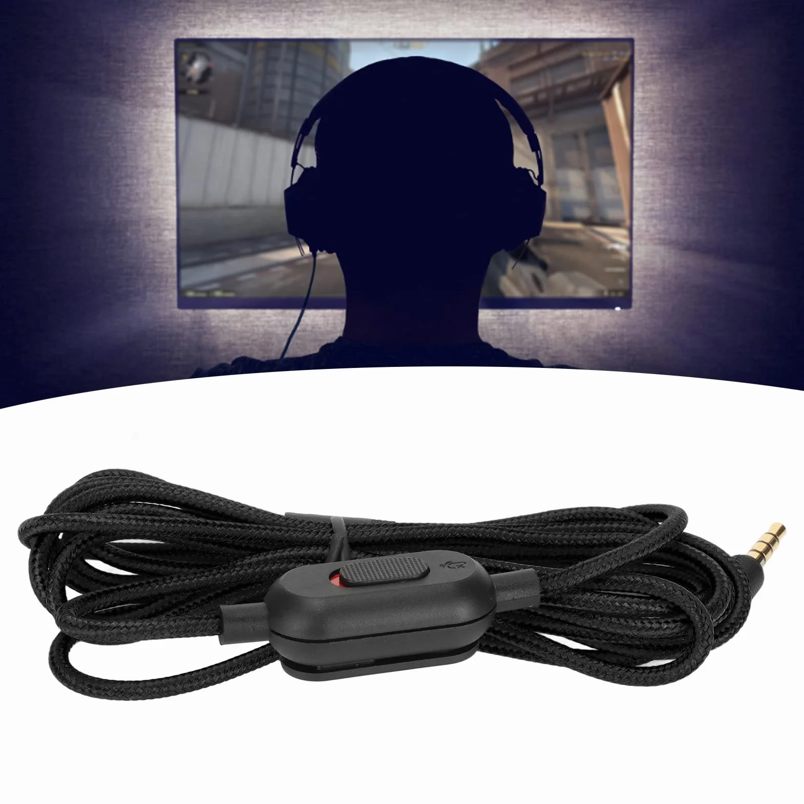 Ejoyous Kabel do słuchawek zamiennych do zestawu słuchawkowego, tkany kabel do słuchawek z regulacją głośności i wyłącznikiem wyciszającym do G Pro G Pro X G433 (czarny)