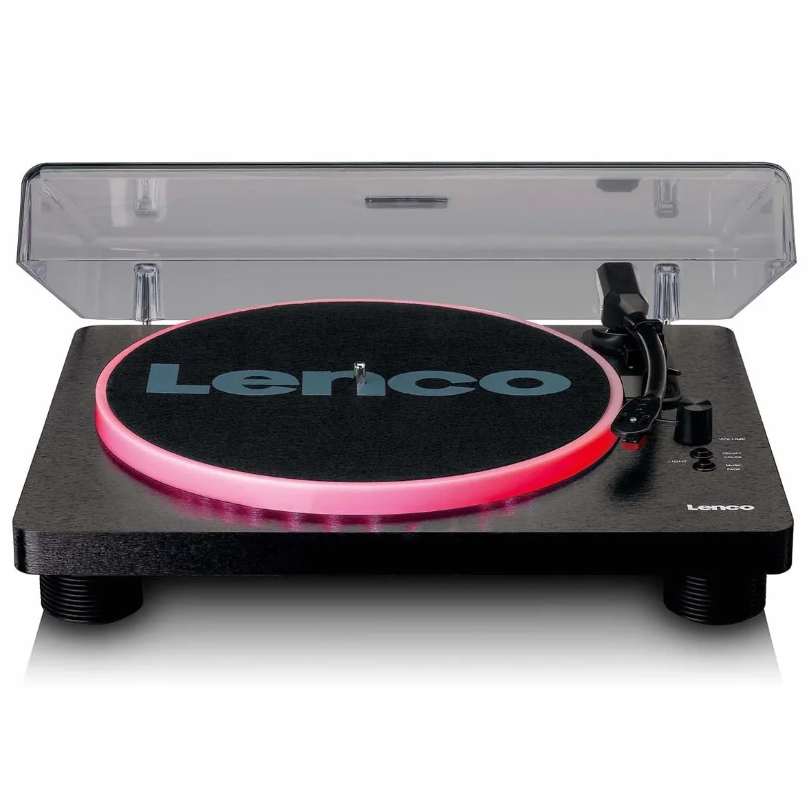 Lenco LS-50 – gramofon z głośnikiem – talerz gramofonowy LED – USB – napęd pasowy – przedwzmacniacz – 33, 45 i 78 obr./min – automatyczne zatrzymanie – winyl do MP3 – czarny