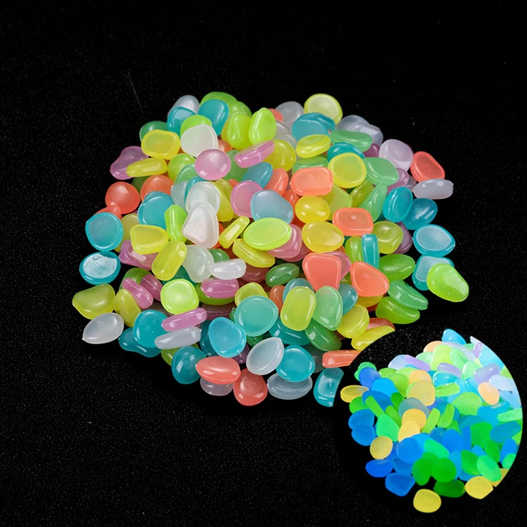 100 sztuk świecących kamieni, kolorowe świecące kamienie, świecące kamyki fluorescencyjne kamienie ogrodowe, jasne kamienie ogrodowe, do ogrodu, terrarium, ścieżek, dziedzińca, doniczki,