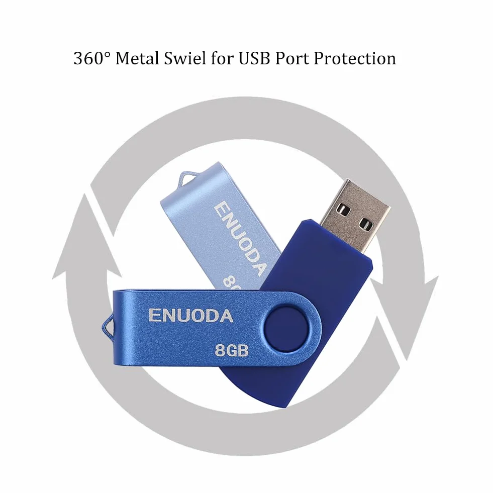 ENUODA Pamięć USB 8 GB 5 Sztuki USB 2.0 Pendrive Metalowa Obrotowe Dyski Kciuki Napęd (5 Mieszany Kolor: Zielony Fioletowy Czerwony Czarny Niebieski)