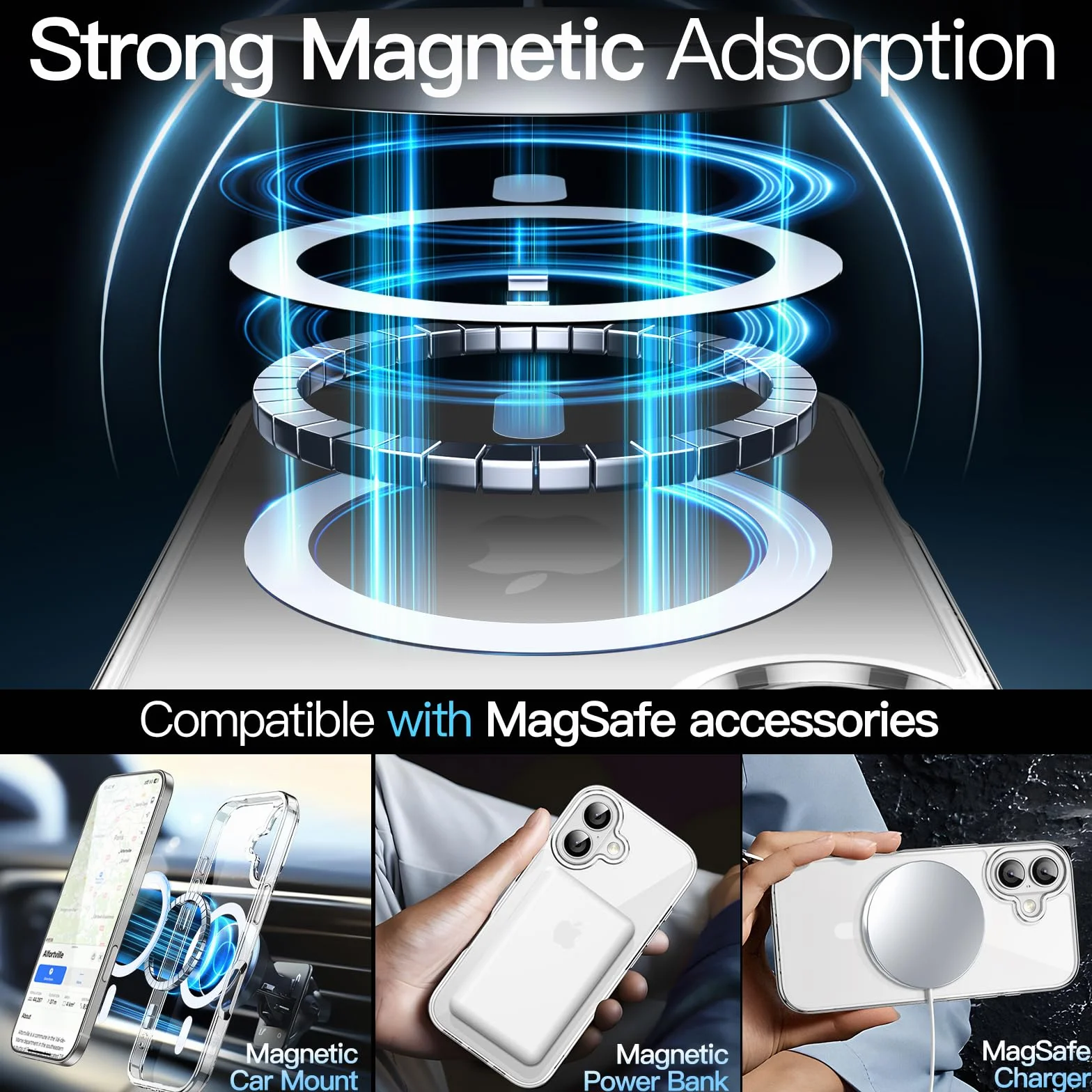 JETech Magnetyczne Etui dla iPhone 17 6,3 Cala Kompatybilne z MagSafe, Odporny na Wstrząsy Osłona Bumper Telefonu, Odporna na Zarysowania Przejaśniać Tył (Przezroczyste)