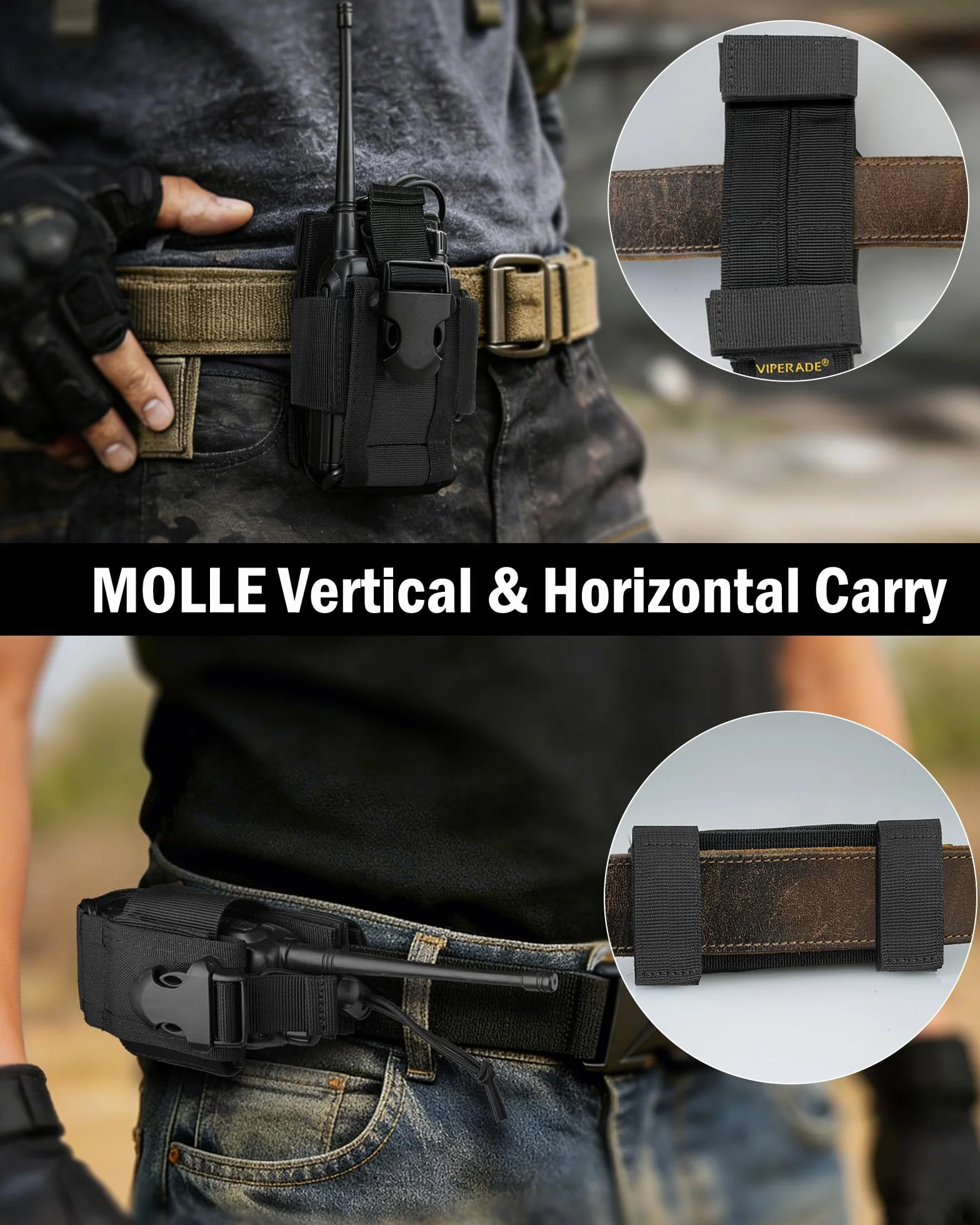 VIPERADE Walkie Talkie Torba na radio Nylonowa kabura na interkom Wielofunkcyjne regulowane miejsce do przechowywania Solidna dwukierunkowa torba na radio