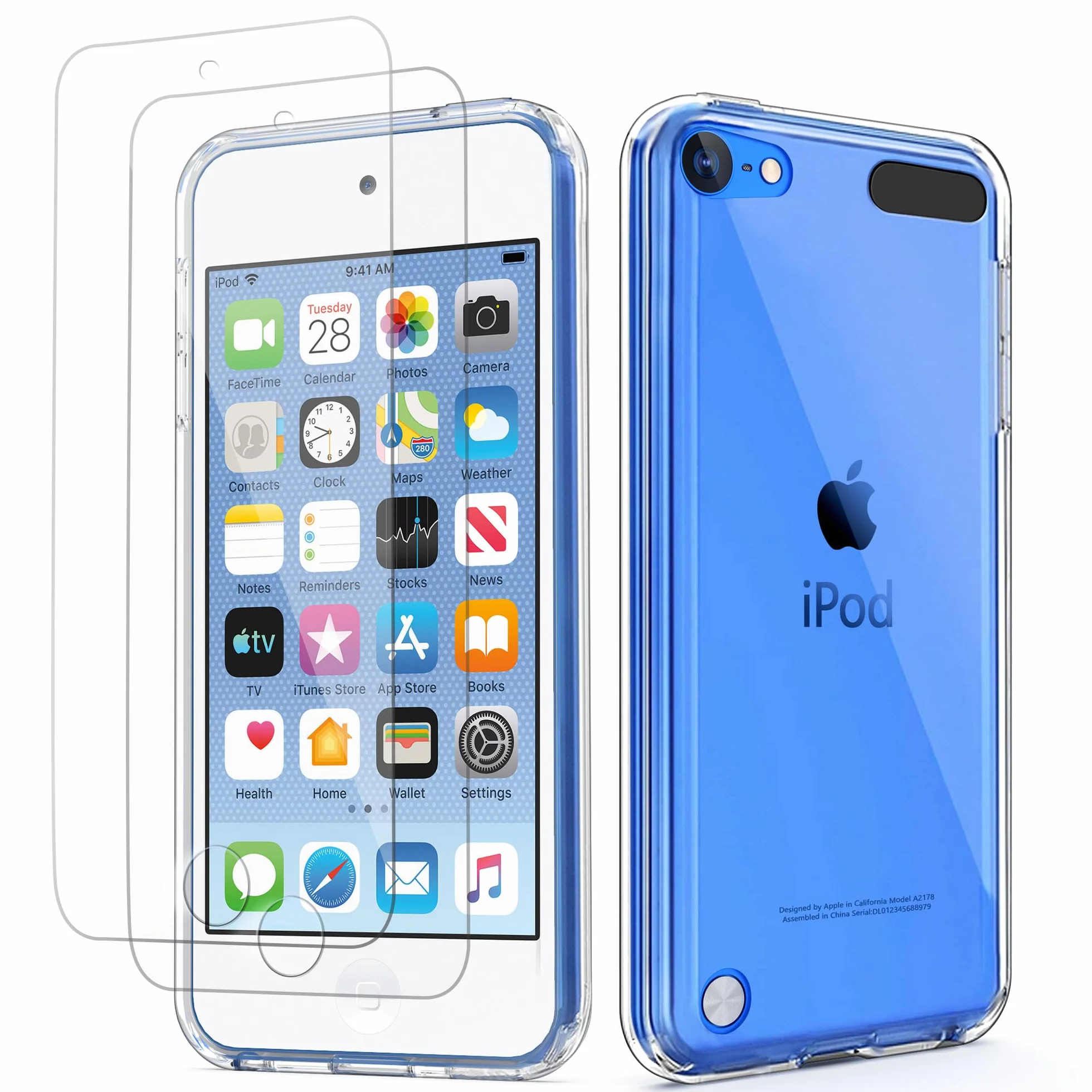 Etui ULAK iPod Touch 7, iPod Touch 6/5 z 2 osłoną ekranu, przezroczyste, cienkie, miękkie TPU odporne na wstrząsy etui do Apple iPod Touch 5/6 / 7 generacji (2019), przezroczyste