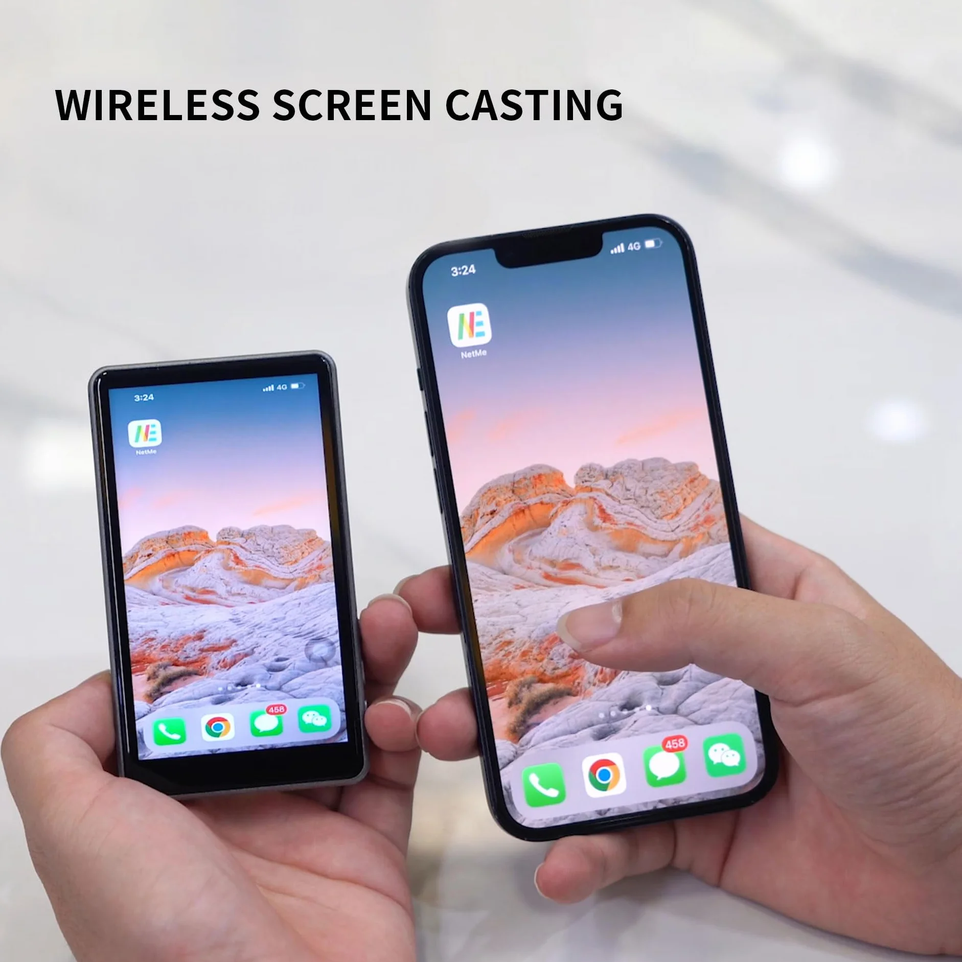 MOJOGEAR VS2 monitor do selfie vlogów kompatybilny z iPhone i Android - biały - bezprzewodowy zewnętrzny monitor 4,02 cala do aparatu głównego, magnetyczny z Mag Safe - w zestawie pilot zdalnego
