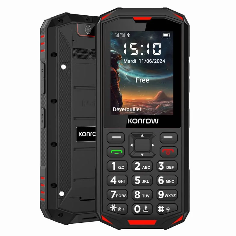 Konrow Stone Next (telefon odporny na wstrząsy IP68-2,4'', hotspot WiFi, 4G, Double Sim), czarny