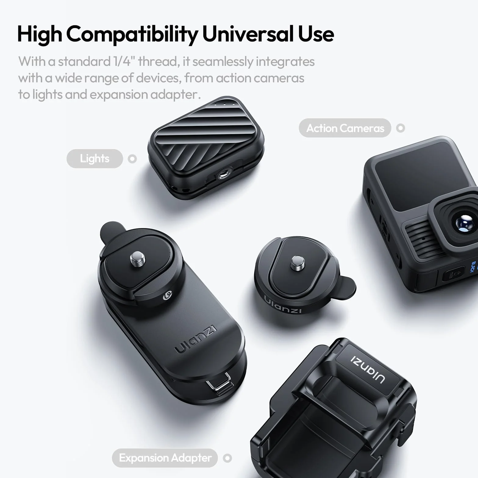 ULANZI CK02 Cka szybkie zapięcie do aparatu DJI Osmo Pocket 3, magnetyczny uchwyt do Osmo Pocket 3, z gwintem 1/4 cala do kamer sportowych, adapter rozszerzający