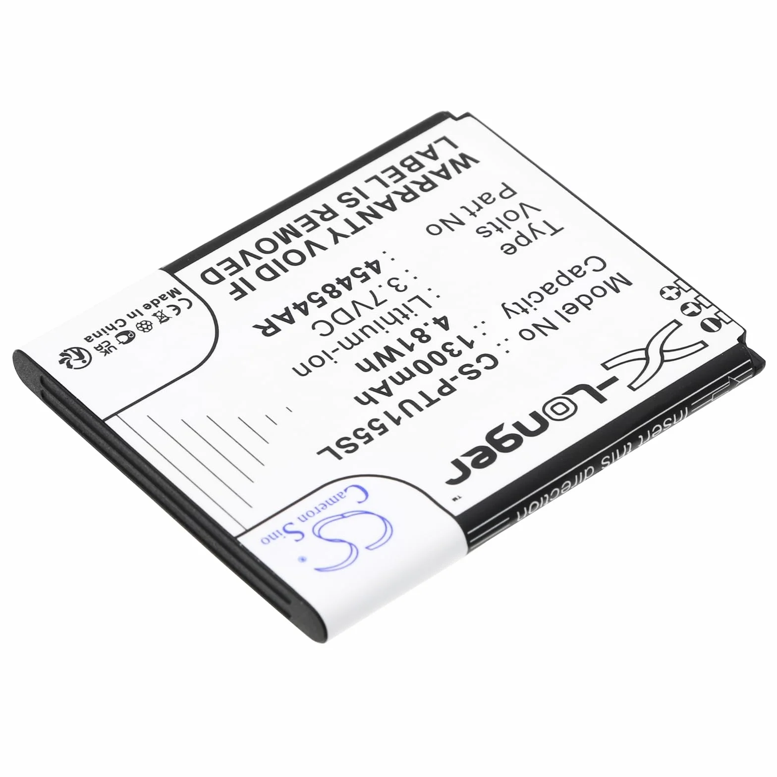 TECHTEK Bateria 1300mAh kompatybilny z [Panasonic] KX-TU150, KX-TU150EXR, KX-TU155, KX-TU155EXCN, KX-TU155EXRN, KX-TU160, KX-TU550 zastępuje 454854AR, 454854AR-E
