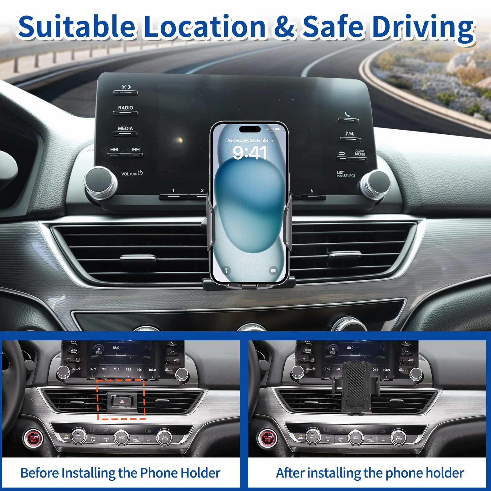 Samochodowy uchwyt na telefon do Honda Accord 2018-2022 uchwyt na telefon, nawigacja, pasuje do Accord telefon komórkowy, kołyska, akcesoria samochodowe, uchwyt zapobiegający wstrząsom, obrót o 360