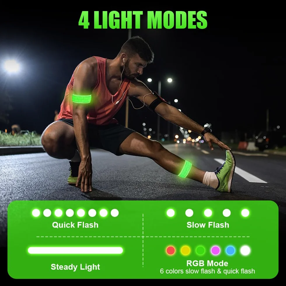 flintronic 2 sztuki podświetlanych pasków LED, pasek bezpieczeństwa dla dzieci, nocnych spacerów, świetlna bransoletka LED, magiczny pasek do biegania, jazdy na rowerze, joggingu itd., biała