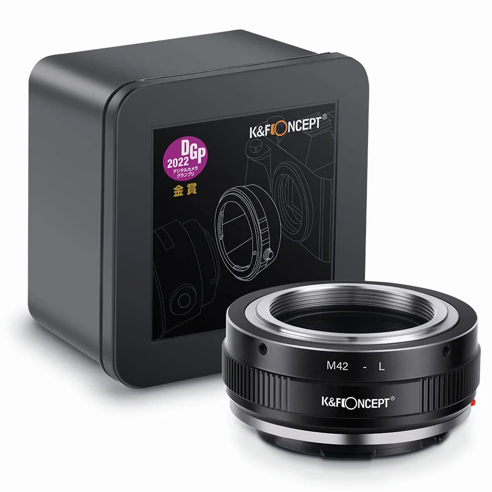 K&F CONCEPT Adapter do montażu M42 na L, adapter ręcznego ustawiania ostrości, kompatybilny z obiektywem M42 na korpus aparatu z mocowaniem L