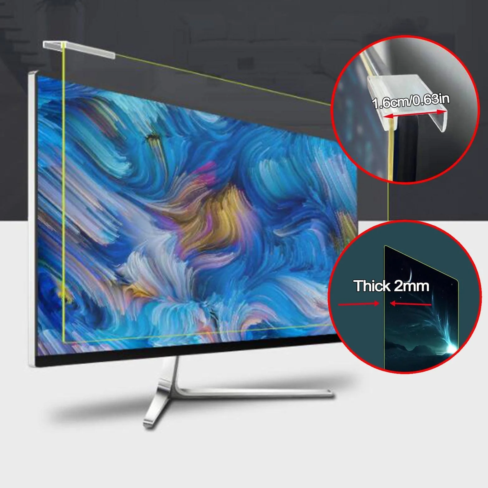 1 Sztuki HD Screen Protector Do Monitorów Komputerowych, Antis Glare Filter, Antis UV, Folia Ochronna Na Oczy Niebieskie Światło Blokujące, Wiszący Szybki Montaż, Brak Bąbelków