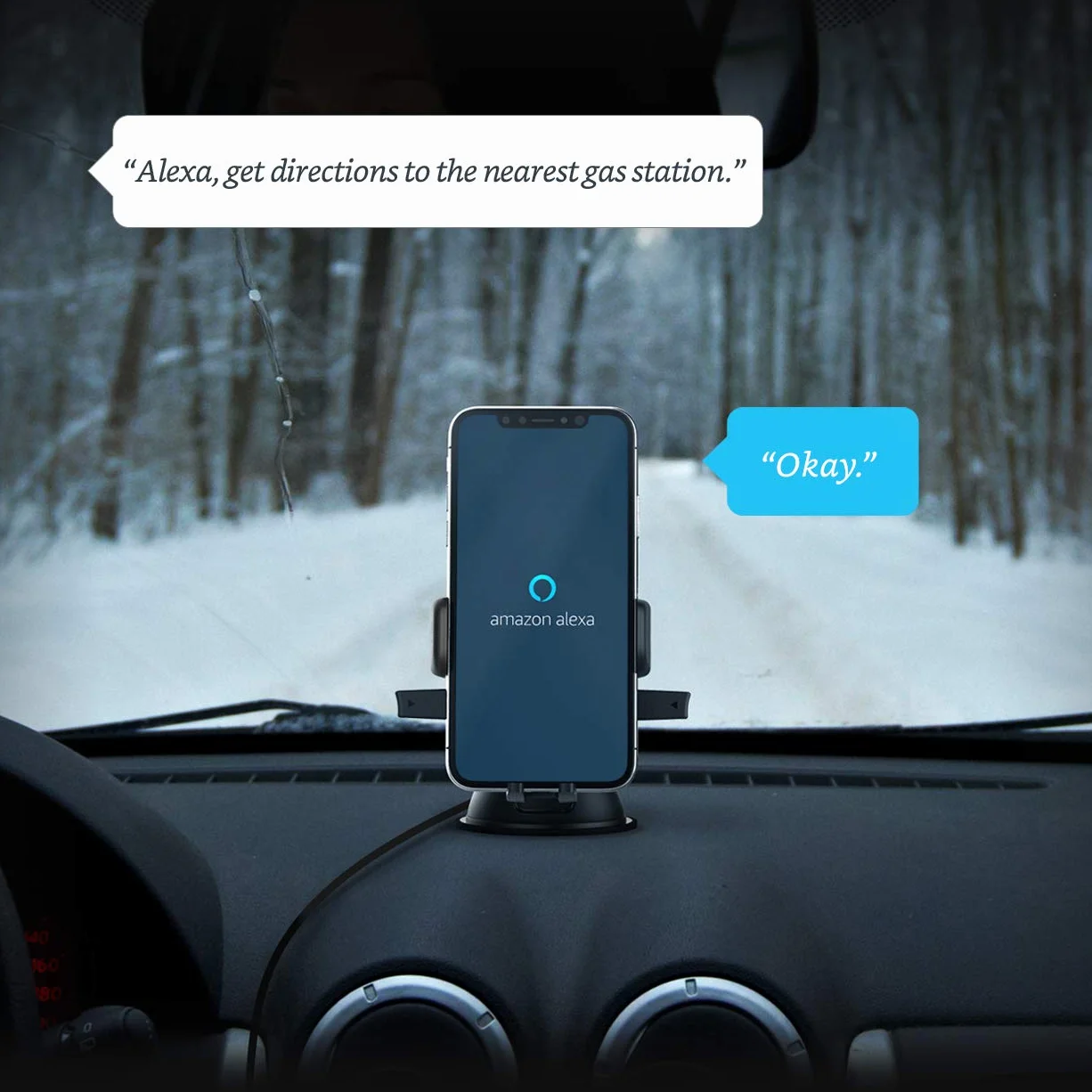 iOttie Easy One Touch Connect Pro (nowy) - Gen 2 - Alexa bez użycia rąk w samochodzie - uchwyt samochodowy na telefon z wbudowaną Alexą dla iOS i Android, certyfikat MFi, uniwersalny