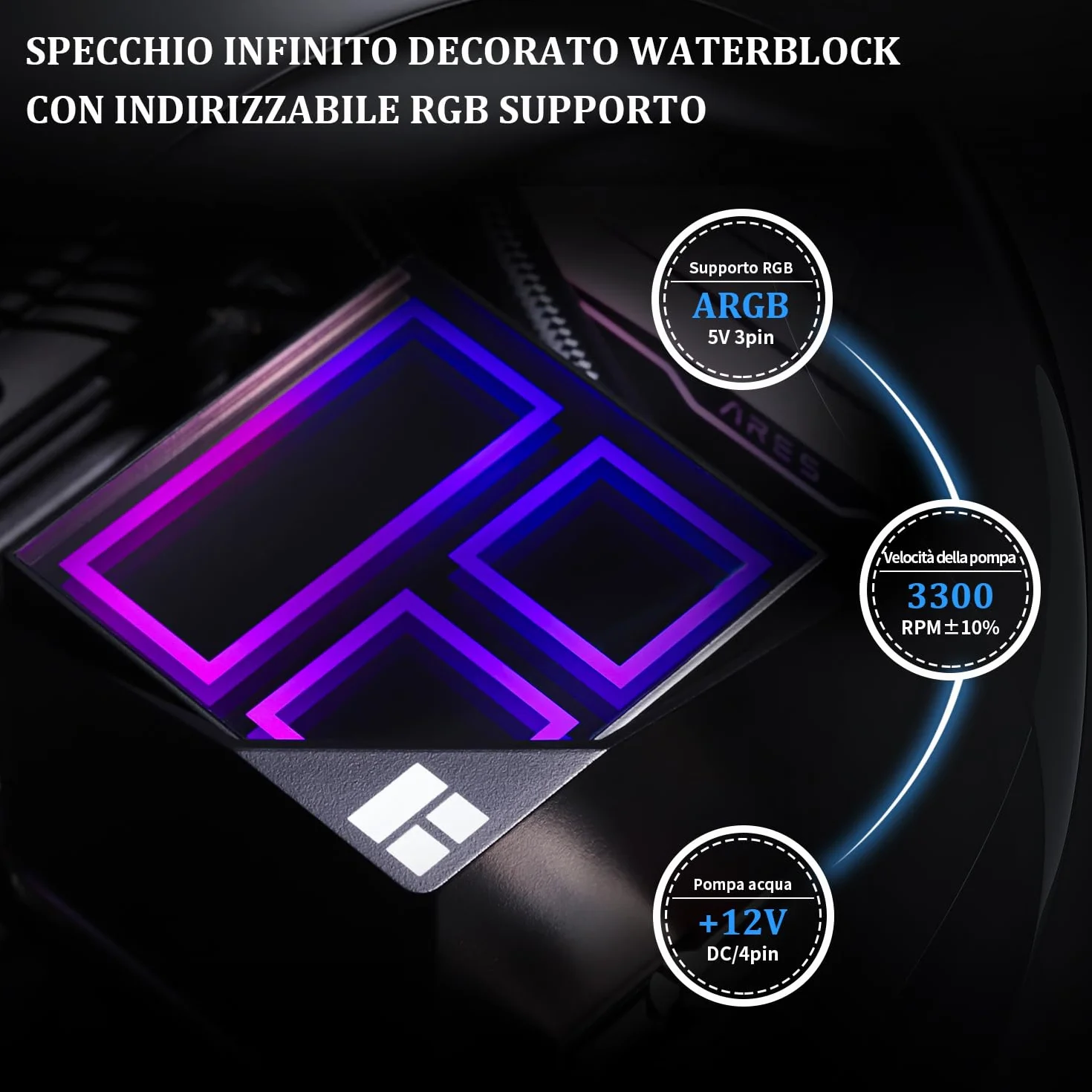TR Frozen Infinity 360 czarny procesor Aio Cooler, wentylatory TL-M12 x 3 PWM, chłodzący wodę do procesora komputera, ARGB Infinity Mirror, 360 CPU: