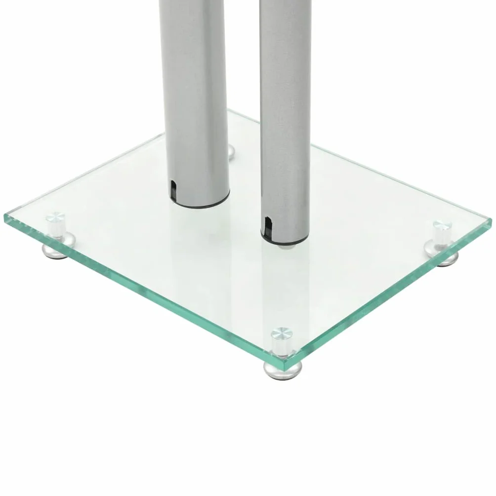Stojak na głośniki, wzór kolumny, srebrny, ze szkłem hartowanym, 2 sztuki, wysokość 61 cm, antypoślizgowy, obciążenie do 25 kg, do kina domowego, salonu, studia, akustyki i gier