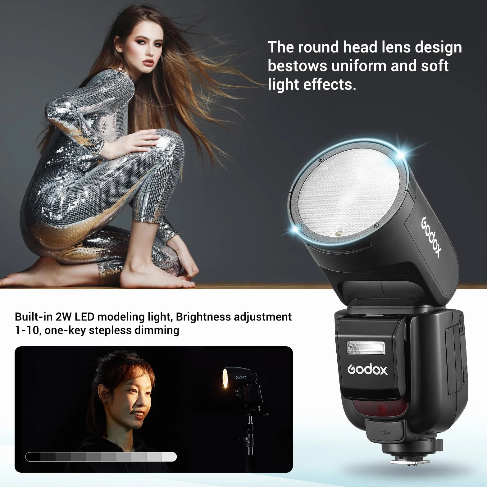 Godox V1Pro-C lampa błyskowa z okrągłą głowicą Speedlite do Canon z odłączaną lampą Sub Flash SU-1, akumulator ładowania USB-C, bezprzewodowa lampa błyskowa HSS TTL do Canon 6D 7D 5D Mark II III M50