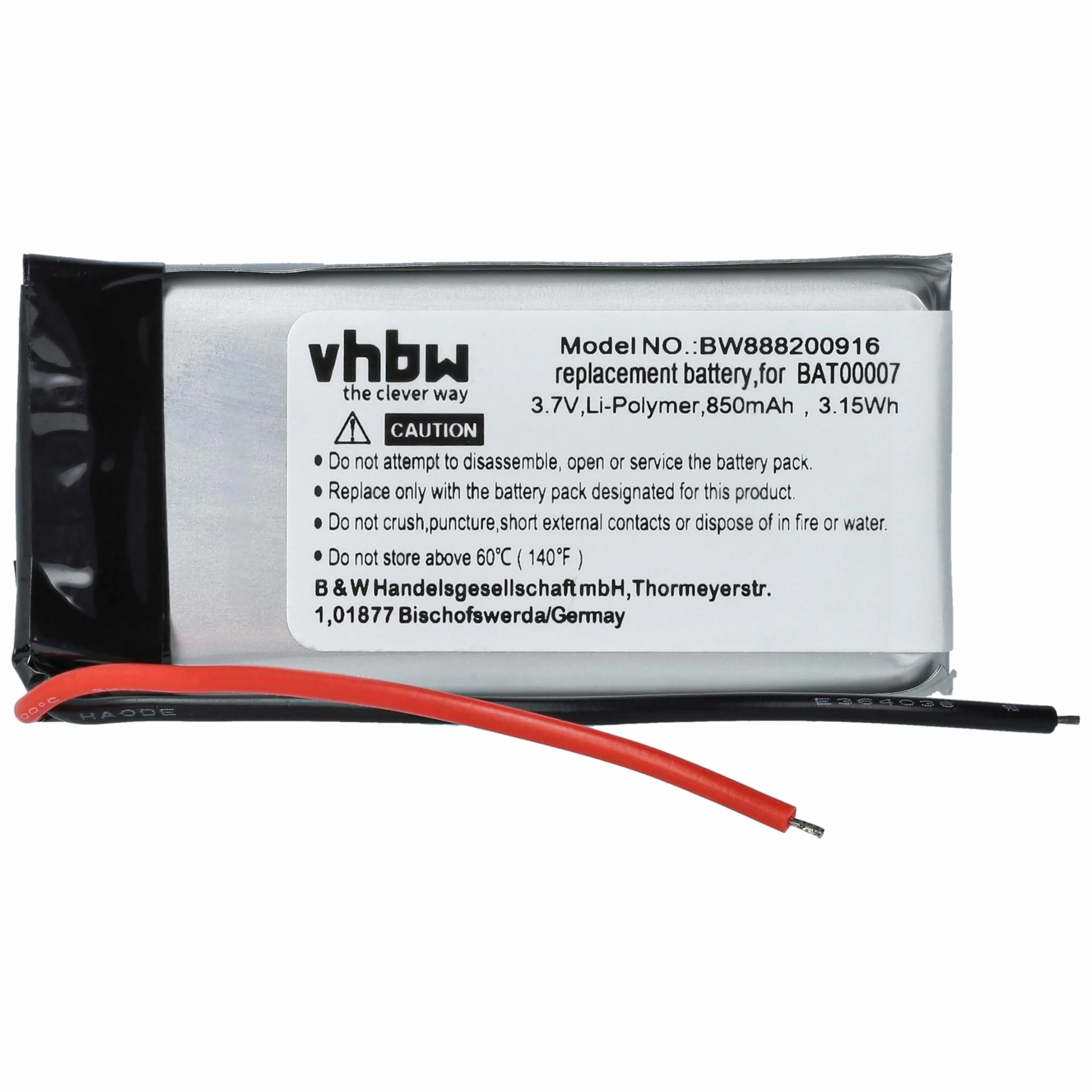 vhbw Akumulator pasujący do Cardo Packtalk Duo, Scala Rider Packtalk (850 mAh, 3,7 V, litowo-polimerowy)