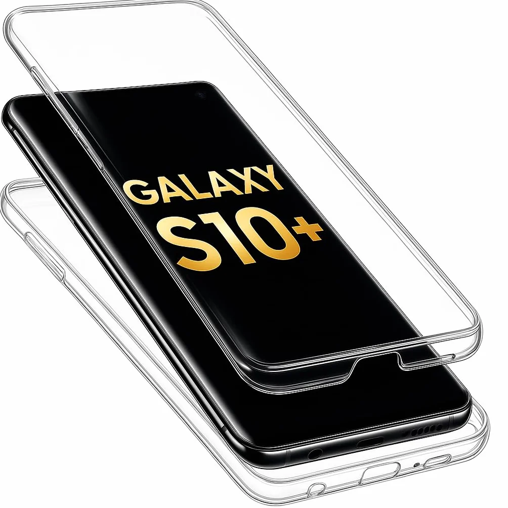 Ancile ® Samsung Galaxy S10 Plus 360° przezroczysta podwójna pełna ochrona silikonowa odporna na wstrząsy, obudowa do S10+